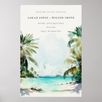 Tropical Beach Palm Trees Wedding Welcome