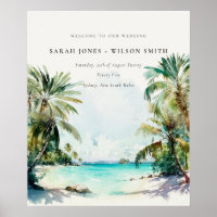 Tropical Beach Palm Trees Wedding Welcome