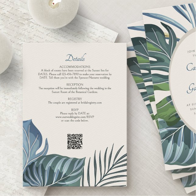 Tropical Beach Palm Wedding Details Enclosure Card (Creator Uploaded)
