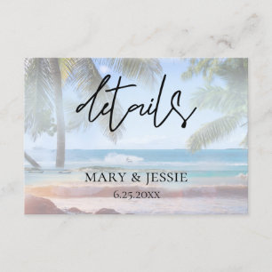 Tropical Beach Palm Wedding or Party Details Enclosure Card