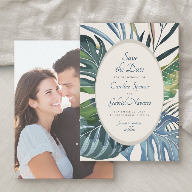 Tropical Beach Palm Wedding Save the Date (Creator Uploaded)