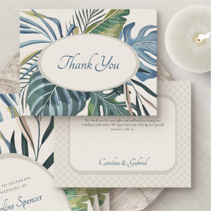 Tropical Beach Palm Wedding Thank You Card