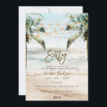 Tropical beach palms 60th birthday party invitation<br><div class="desc">A lovely tropical beach with palm trees and string lights 60th birthday invitation with matching beachy reverse side. Easy to edit or delete the available text fields to personalize the information with your own details for a professional and custom finish. Matching items are available in this boho beach collection. Please...</div>