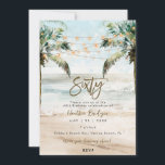 Tropical beach palms 60th birthday party invitation<br><div class="desc">A lovely tropical beach with palm trees and string lights 60th birthday invitation with matching beachy reverse side. Easy to edit or delete the available text fields to personalize the information with your own details for a professional and custom finish. Matching items are available in this boho beach collection. Please...</div>