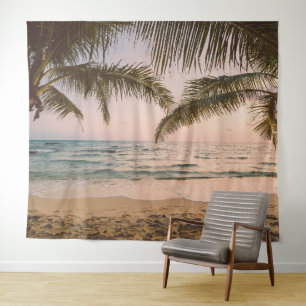 Tropical Beach Palms Backdrop Tapestry