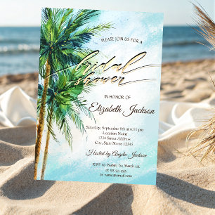 Tropical Beach,Palms Bridal Shower Invitation
