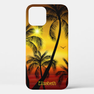 Tropical Beach Palms Personalised iPhone 12 Case