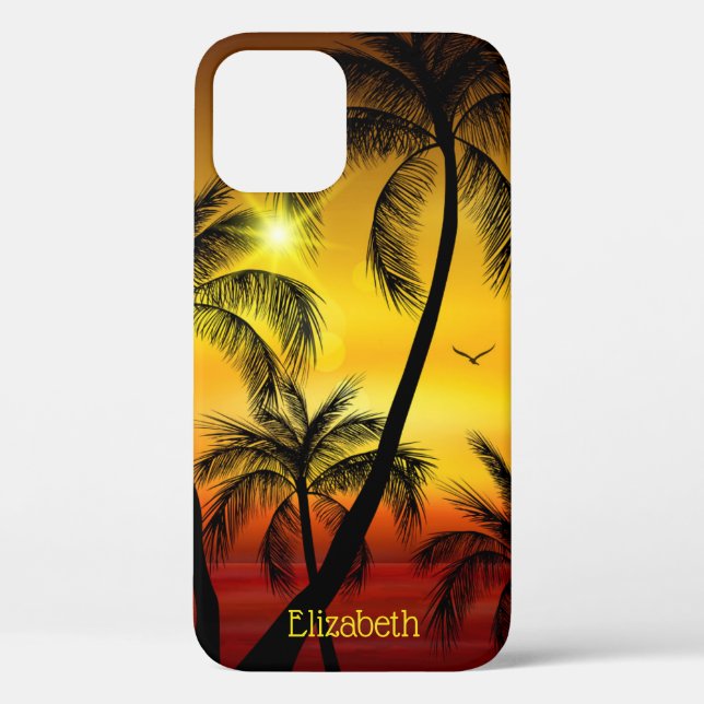 Tropical Beach Palms Personalised Case-Mate iPhone Case (Back)