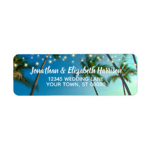 Tropical Beach Palms String Lights Return Address Return Address Label