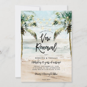 tropical beach palms vow renewal invitation