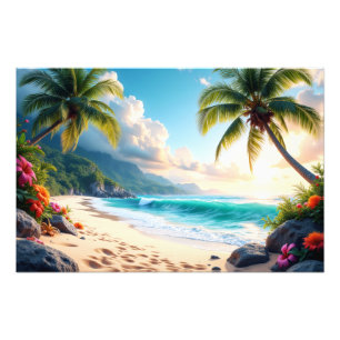 Tropical Beach Paradise at Sunrise Photo Print