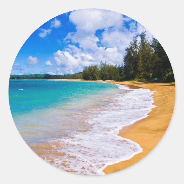 Tropical beach paradise, Hawaii Classic Round Sticker (Front)