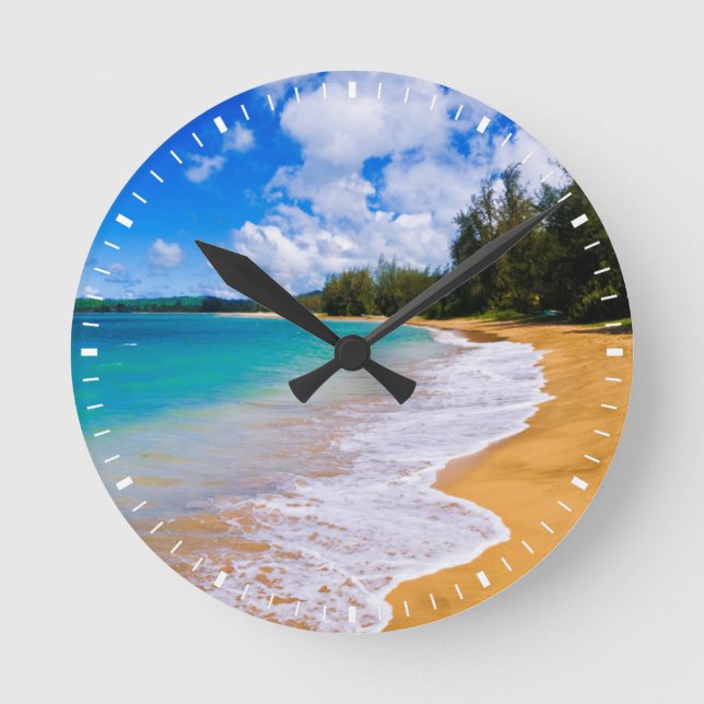 Tropical beach paradise, Hawaii Round Clock (Front)