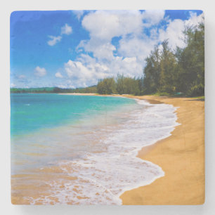 Tropical beach paradise, Hawaii Stone Coaster