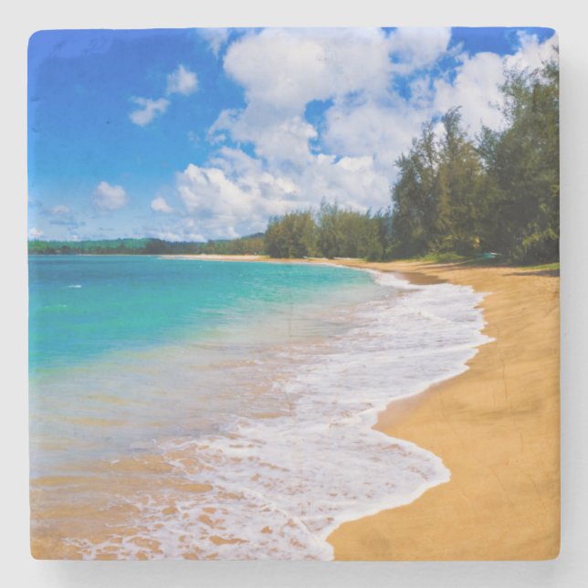 Tropical beach paradise, Hawaii Stone Coaster (Front)