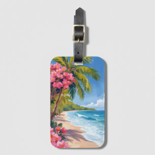 Tropical Beach Paradise Ocean Painting Luggage Tag
