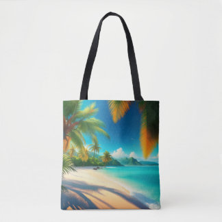 Tropical Beach Paradise - Palm Tree Art Tote Bag