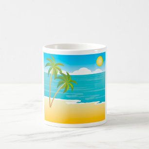 Tropical Beach Paradise with Palm Trees Coffee Mug