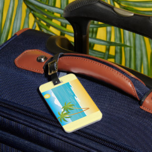 Tropical Beach Paradise with Palm Trees Luggage Tag