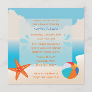Tropical Beach Party 5x5 Baby Shower Invitation