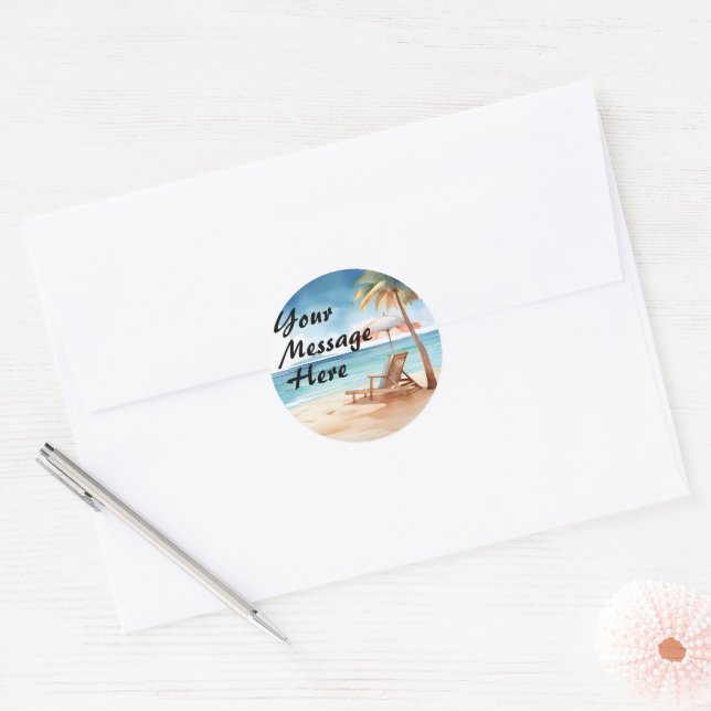 Tropical Beach Party Classic Round Sticker (Envelope)