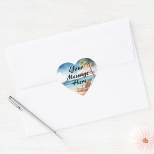 Tropical Beach Party Heart Sticker