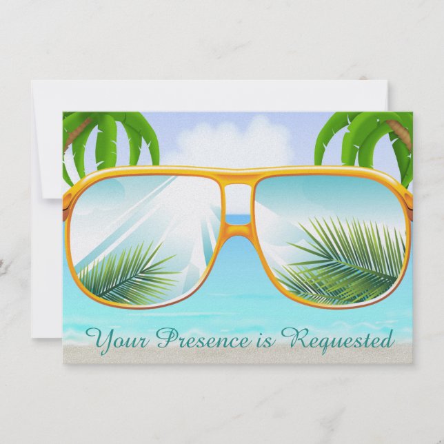 Tropical, Beach,  Party Invitation (Front)
