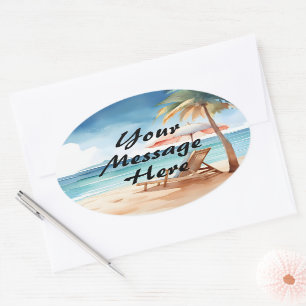 Tropical Beach Party Oval Sticker