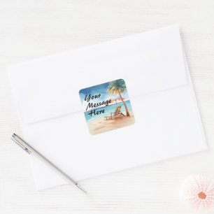 Tropical Beach Party Square Sticker