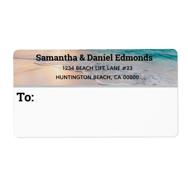 Tropical Beach Photo Pre-Printed return address  (Front)