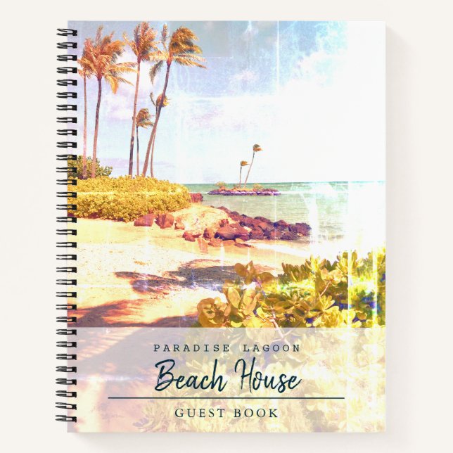 Tropical Beach Photo Vacation Rental Guest Book (Front)