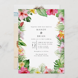 Tropical Beach Photo Wedding Invitation