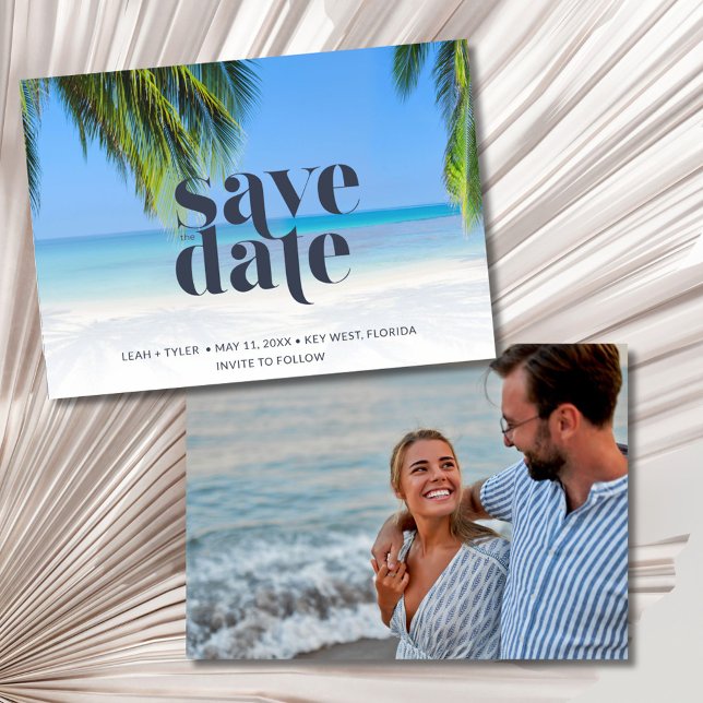 Tropical Beach Photo Wedding  Save The Date (Tropical Beach Photo Wedding Save The Date)