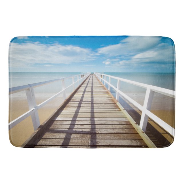 Tropical Beach Pier Bath Mat (Front)