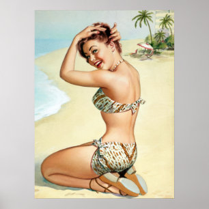 Tropical Beach Pin Up Poster