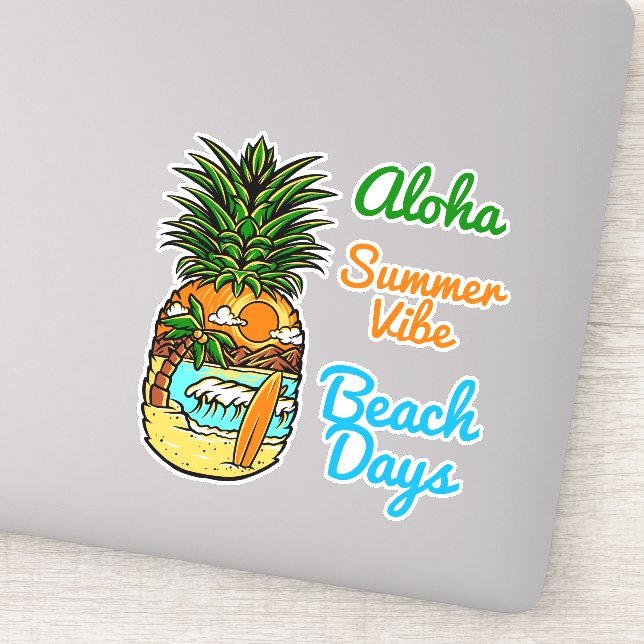 Tropical Beach Pineapple Vinyl Stickers (Detail)