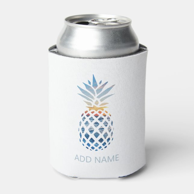 Tropical Beach Pineapple with Ocean Can Cooler (Can Front)