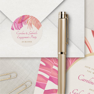 Tropical Beach Pink  Classic Round Sticker