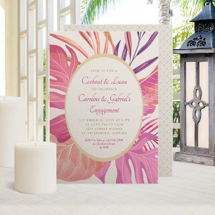 Tropical Beach Pink Engagement Party Invitation