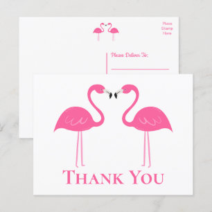 Tropical Beach Pink Flamingo Wedding Thank You  Postcard