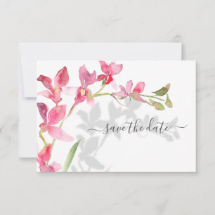 Tropical Beach Pink Orchids with Shadows Save The Date