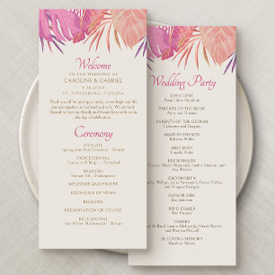 Tropical Beach Pink Wedding Program