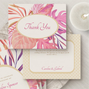 Tropical Beach Pink Wedding Thank You Card