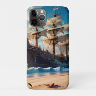 Tropical Beach Pirate Ship iPhone 11 Pro Case