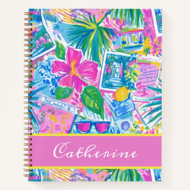 Tropical Beach Postcards Personalised Notebook (Front)