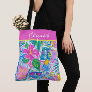 Tropical Beach Postcards Personalised Tote Bag