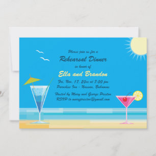 Tropical Beach Rehearsal Dinner Invitation