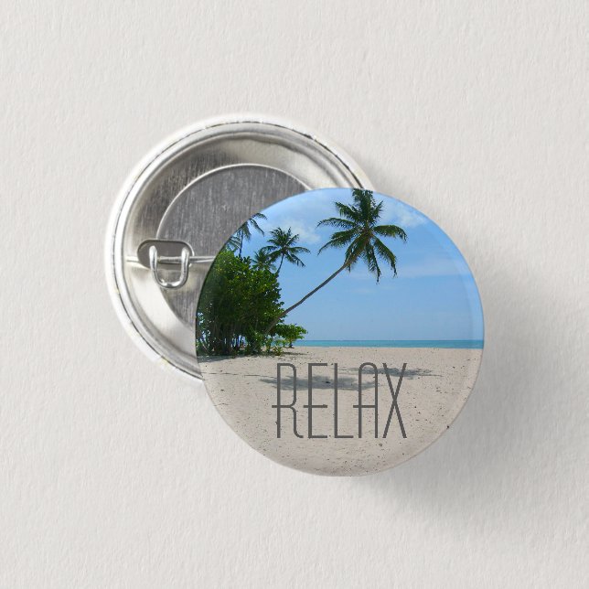 Tropical Beach "Relax" Button (Front & Back)
