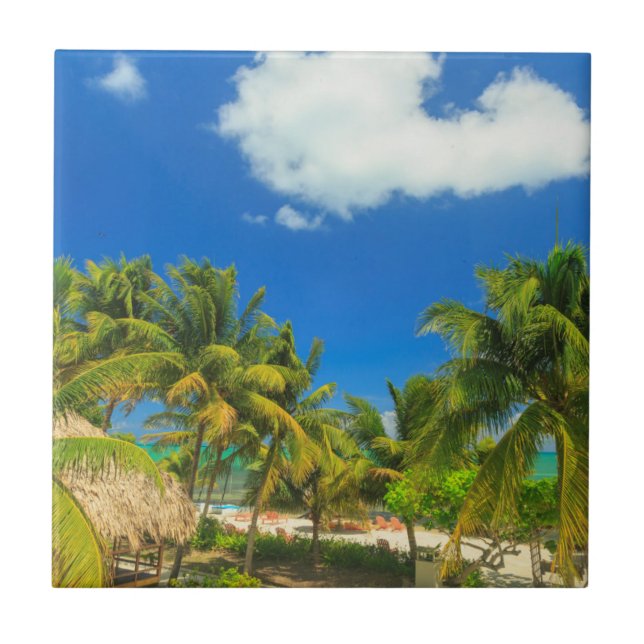 Tropical beach resort, Belise Ceramic Tile (Front)