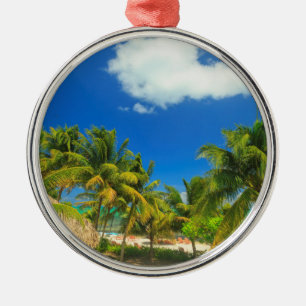 Tropical beach resort, Belise Metal Ornament